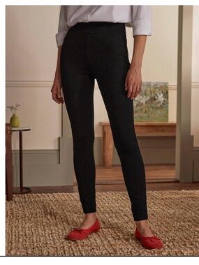 Boden Ponte Trouser Leggings Black Size 2 High Rise Elastic Waist Style R0020